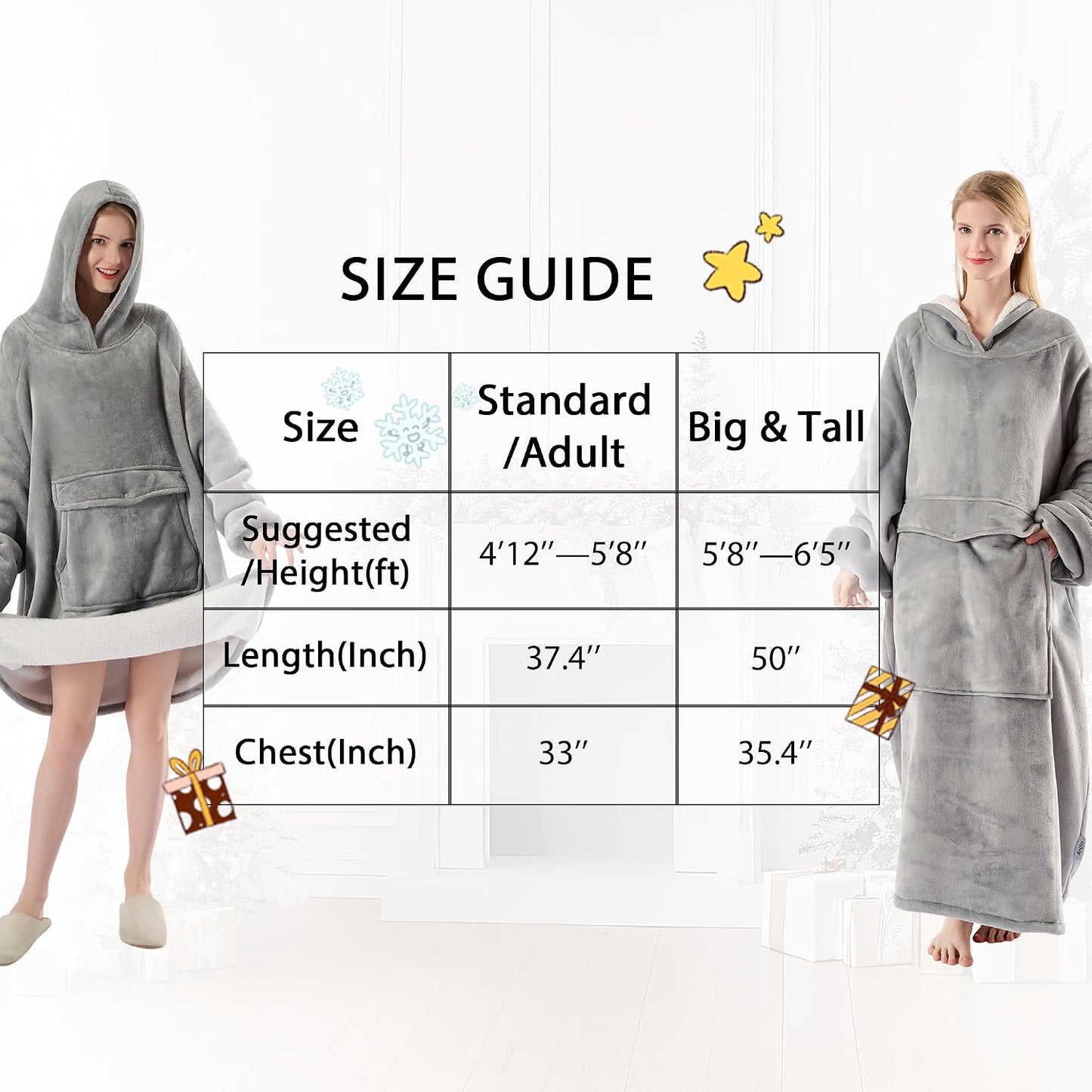 Krifey Wearable Blanket Hoodie, Oversized Sherpa Hooded Blanket for Adults | Soft sherpa fleece with sleeves and pocket; oversized fit for lounging, WFH, camping, Christmas and white elephant gifts.