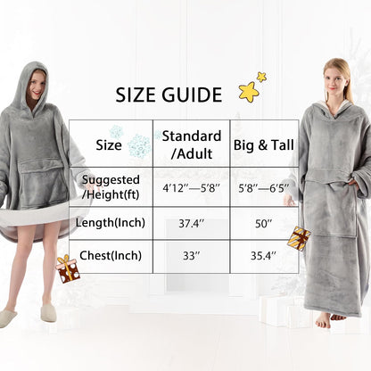 Krifey Wearable Blanket Hoodie, Oversized Sherpa Hooded Blanket for Adults | Soft sherpa fleece with sleeves and pocket; oversized fit for lounging, WFH, camping, Christmas and white elephant gifts.