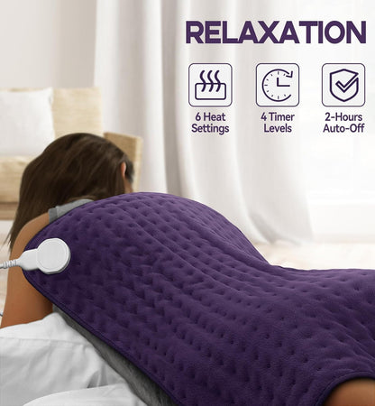 Heating Pad for Back Pain Relief, Extra Large 17"x33" Electric Heat Pad with 6 Heat Settings, 4 Timers, Auto Shut-Off - Machine Washable for Neck Shoulder Cramps, Christmas Gift for Women Mom Wife