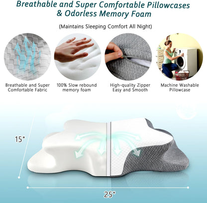 CHxxy Cervical Neck Pillow for Pain Relief Sleeping, Memory Foam Pillows