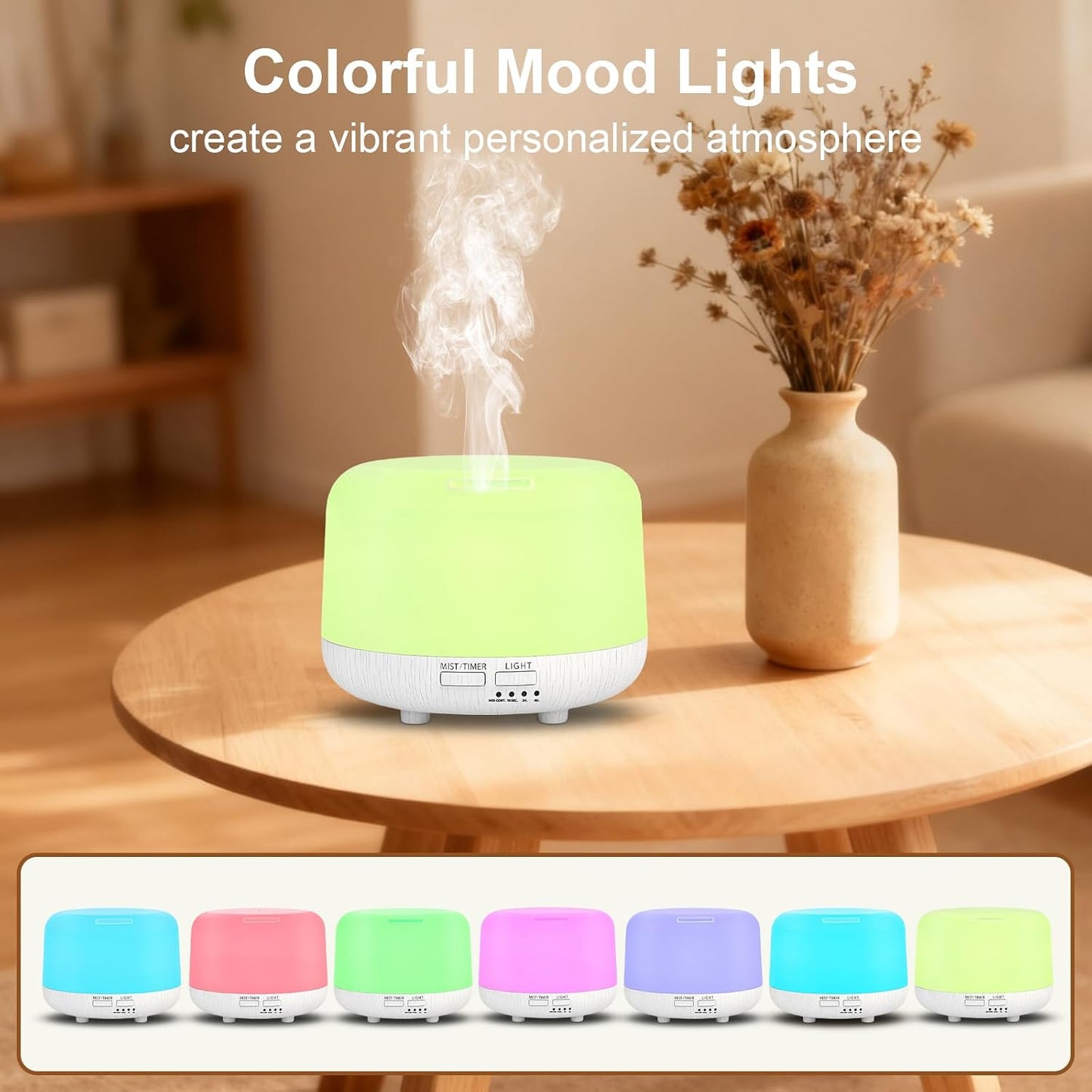 300ML Essential Oil Diffuser, Remote Control Ultrasonic Aromatherapy Oil Diffusers Cool Mist Humidifier, Waterless Auto-Off and 7 LED Light Colors for Bedroom, Yoga, SPA, Baby