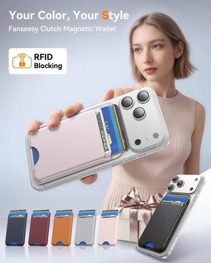 for MagSafe Wallet, Works with Apple Find My,4 Card Holder, Magnetic Phone Wallet for iPhone 18/17/16/15/14/13/12 Pro Max Air Plus Series, RFID Blocking Vegan Leather,Black