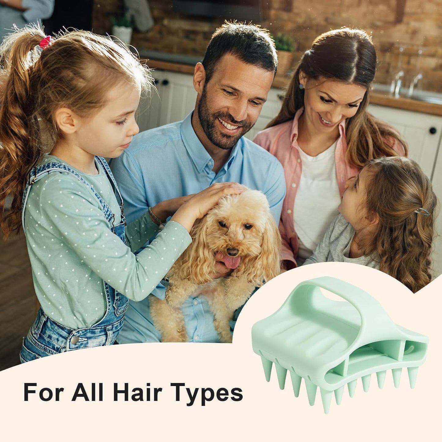 RHOS Shampoo Brush, Soft Silicone Scalp Scrubber | Scalp Massager for Wet & Dry Hair, Curved Vented Hair Scrubber for Dandruff Removal (Pink)