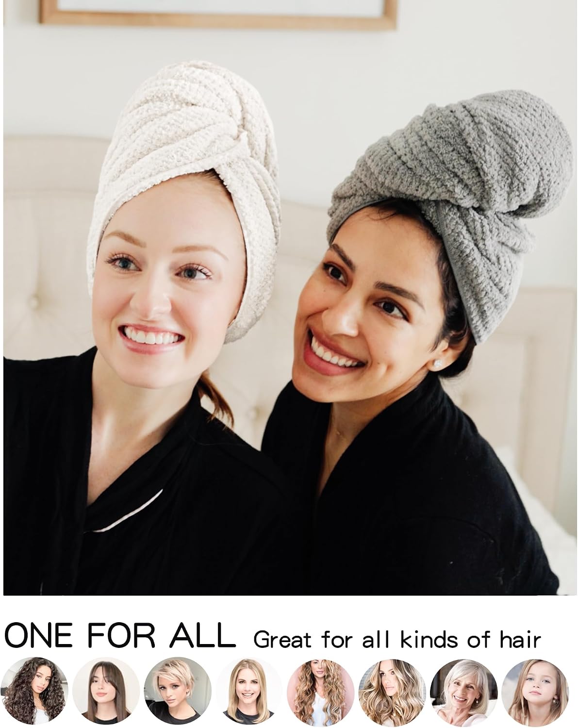 ROLSHOL 2 Packs Large Microfiber Hair Towels for Women, Super Absorbent & Quick Dry Hair Towel Wrap for Curly Hair Long & Short Hair- Anti-Frizz Hair Turbans for Wet Hair - 27.5''*39.4''