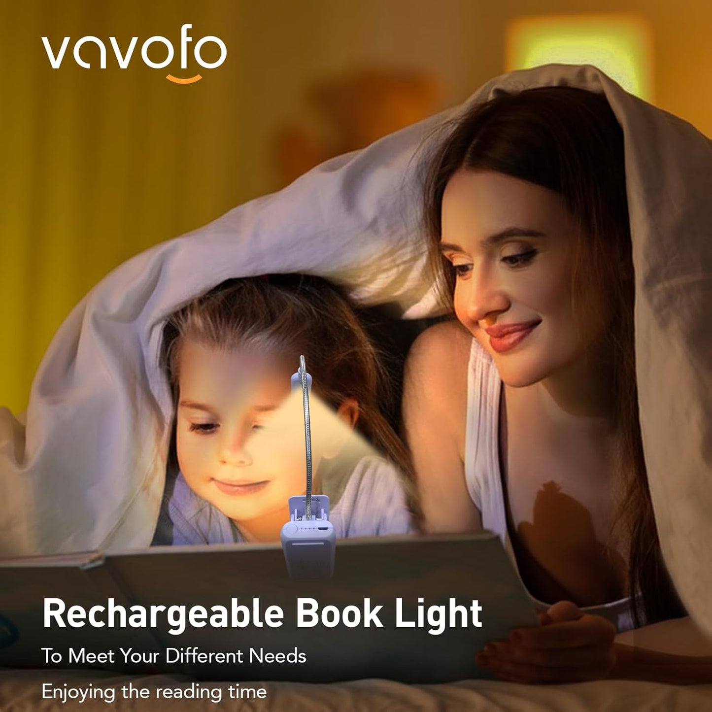 VAVOFO Clip On Book Light for Bed Kids, 7 LED Reading Light with 9-Level Warm Cool White Daylight, Eye Care Lamp with Power Indicator for Bookworms (Blue)