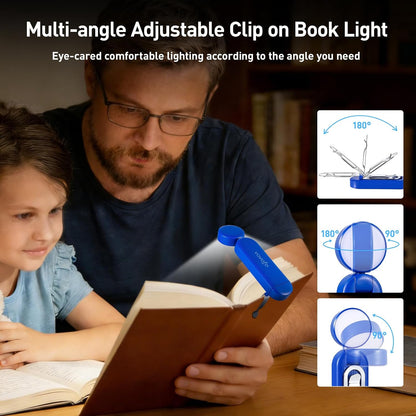VAVOFO USB Rechargeable Book Light, Blue Light Blocking, Amber Clip-On Bookmark Shaped Reading Light, Eye Care 6 LEDs With 9 Lighting Modes for Bookworms (Grey)