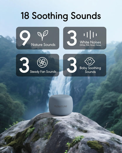 FLOWTUNE Sound Machine White Noise Machine for Baby Adults, 18 Non-looping Sounds, Timer, Memory Function, Portable Sleep Sound Therapy Gift (Mint Green)