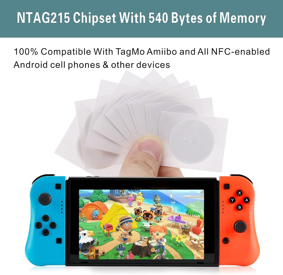 NFC Stickers NFC Tags Sticker NTAG215 NFC Rewritable Black Tags NFC 215 RFID Sticker (25mm) Programmable NFC Tag 504 Bytes Compatible with iPhone and All Other NFC Enabled Devices