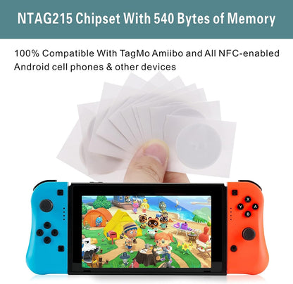 NFC Stickers NFC Tags Sticker NTAG215 NFC Rewritable Black Tags NFC 215 RFID Sticker (25mm) Programmable NFC Tag 504 Bytes Compatible with iPhone and All Other NFC Enabled Devices