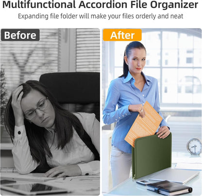 Fireproof Accordion File Organizer, Expanding File Folder with 13 Pockets