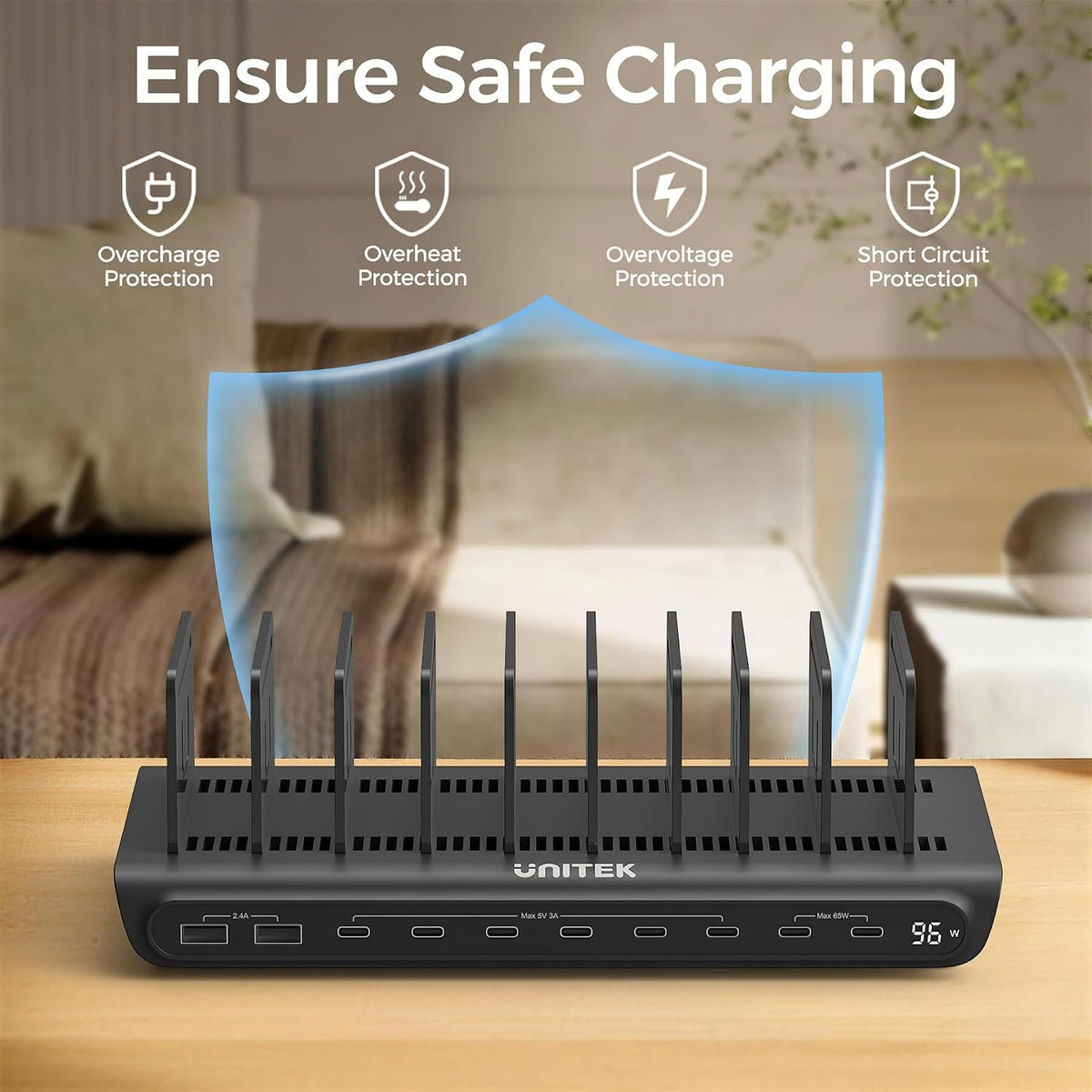 Unitek 10 USB Charging Station Multiple Devices for iPad Tablet iPhone Mic