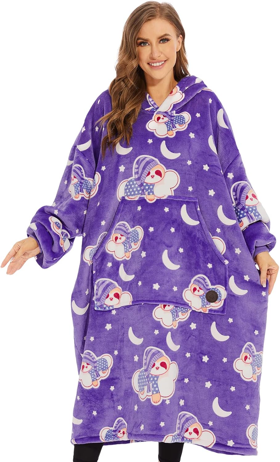 THREE POODLE Wearable Blanket Hoodie for Women, Oversized Sherpa Sweatshirt Blanket for Adults Men, Cozy Hooded Blankets, Gifts for Teen Girls Women Mom Sister