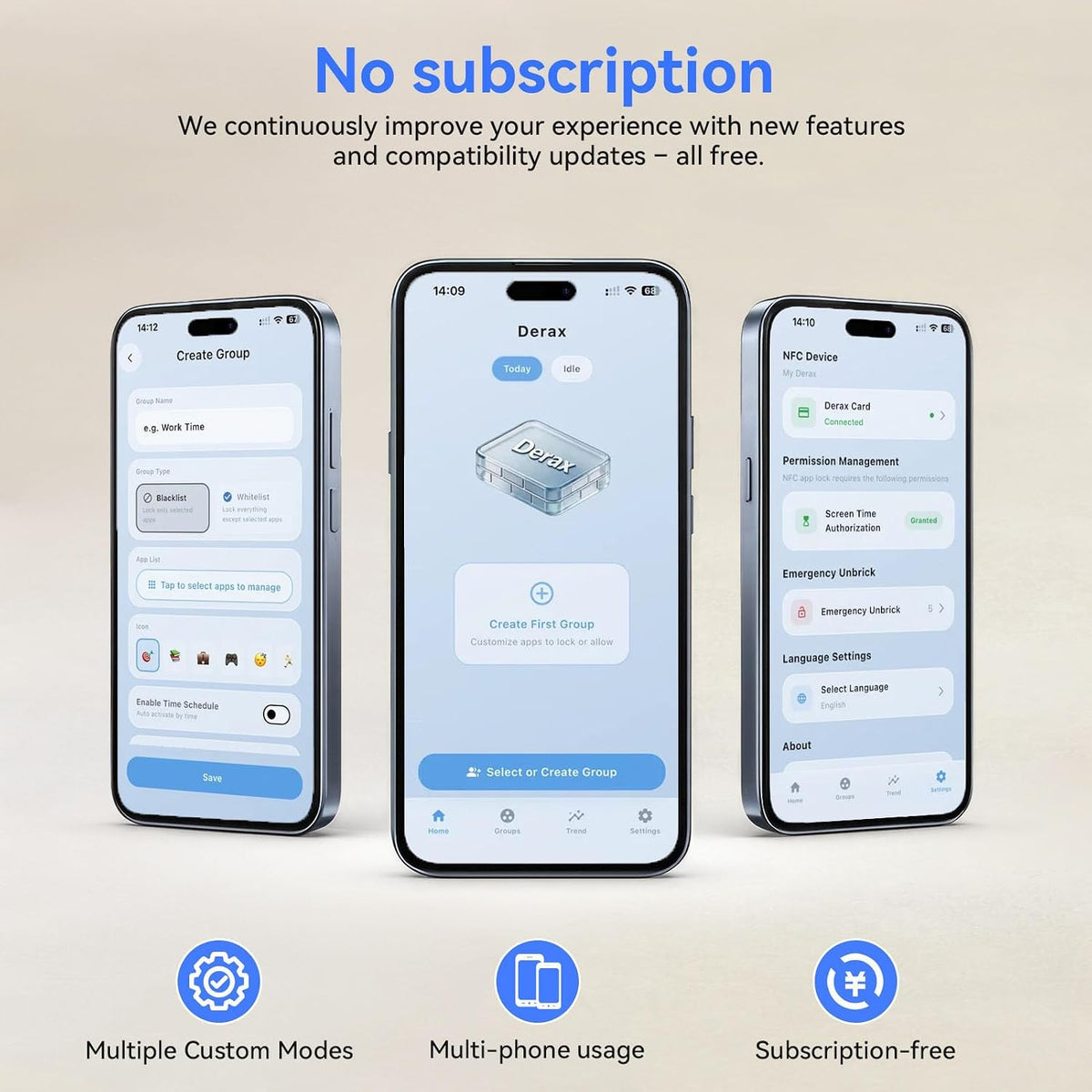 DERAX Smartphone Access Blocker, Subscription-Free Phone Lock