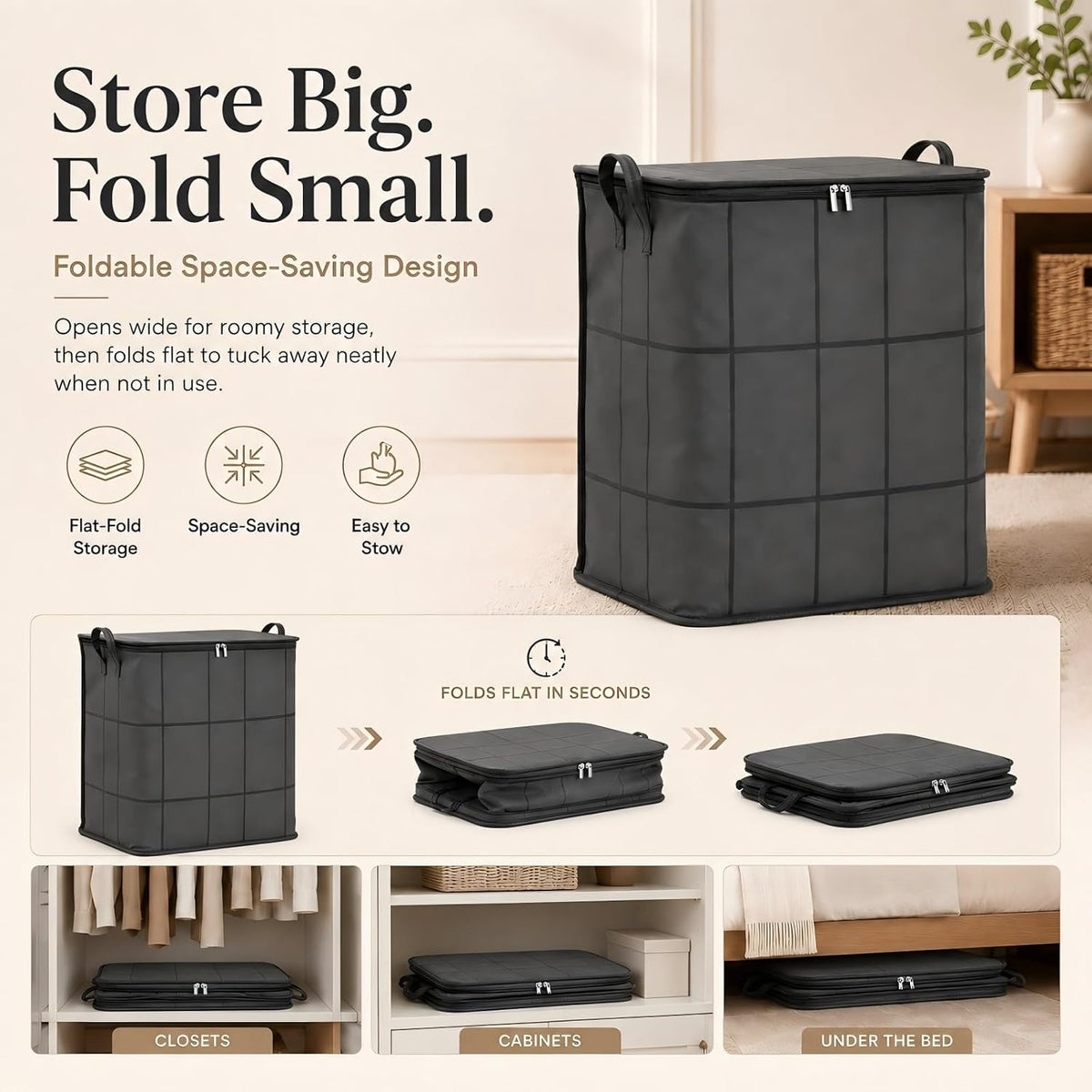 XXL Foldable Storage Bag with Reinforced Handles Portable Moving, L
