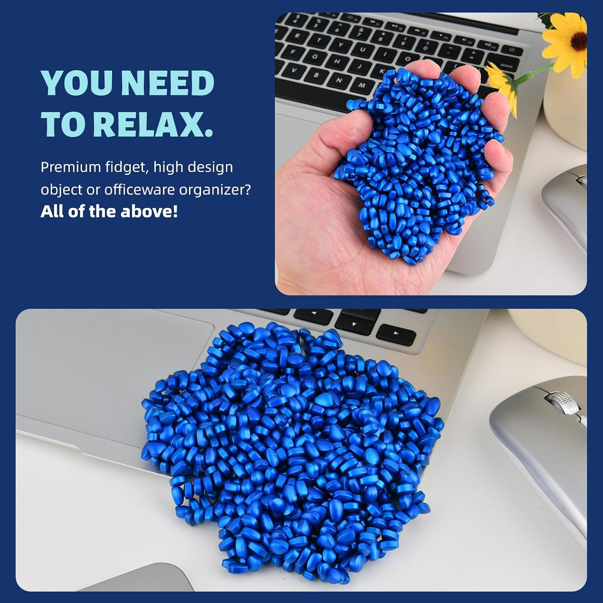 LCVUUK Magnetic Putty Rocks, Blue More Than 600 Weak Magnetic Smooth Ferrite Pebbles, Desk Toys and Time-Killer for Adults