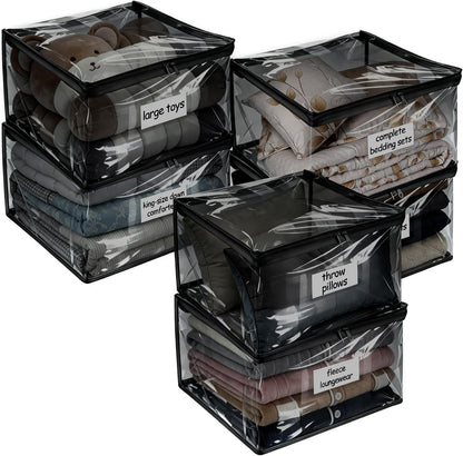 Plastic Storage Bags with Easy-Glide Zipper, Durable Clear Vinyl Zippered Storage Bags for Clothes Sweaters Comforters Blankets Sheets Bedding (15.7 x 13.8 x 3.9 Inch, Transparent White)