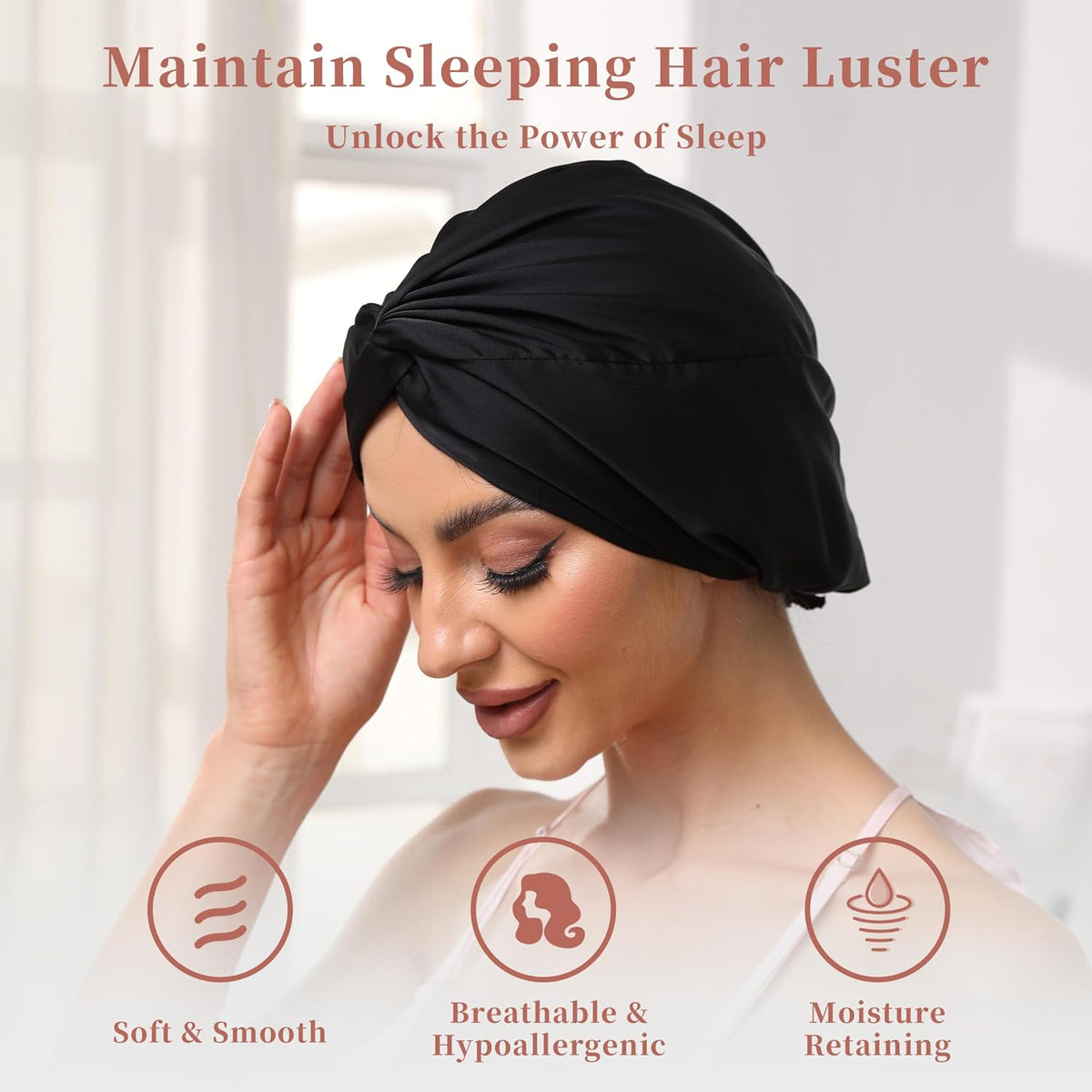 Adjustable Silk Bonnet Satin Curly Hair Wrap for Sleeping Women Anti Frizz