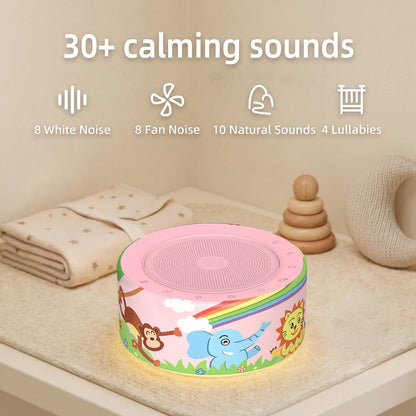 Kipcush White Noise Machine for Baby & Adults, 30 Soothing Sounds, Soft Non-Glare Nursery Lamp, 8 Color Night Lights, Memory Function (Angel V1 White, Standard)
