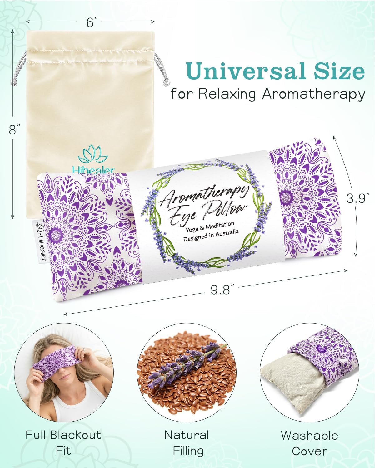 Hihealer Lavender Eye Pillow for Relaxation, Yoga, Sleep, Weighted Eye Mask