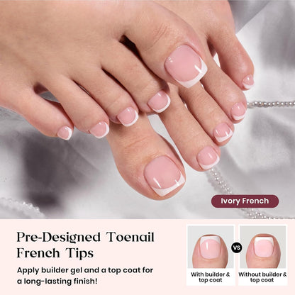Beetles Press On Nail Kit-Short Square French Tip Press On Nails, 150Pcs Pink French Nail Tips with Nail Glue & Remover Builder Top Coat Nail Lamp, All-in-One DIY Fake Nails Gift for Women