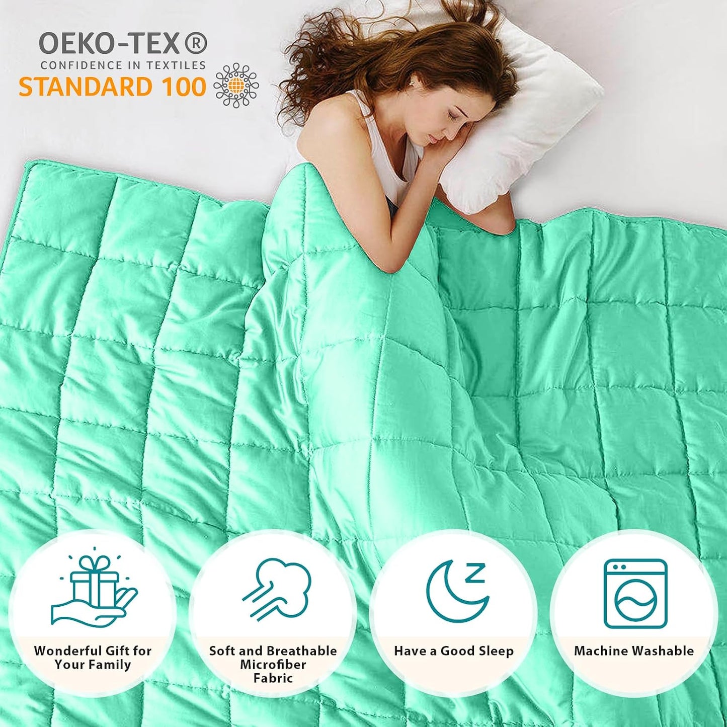 L'AGRATY Weighted Lap Pad 7lb: Small Weighted Blanket for Adults - Cooling Portable Travel Blanket for Relaxation Sleeping - Washable All-Season (29" x 24")