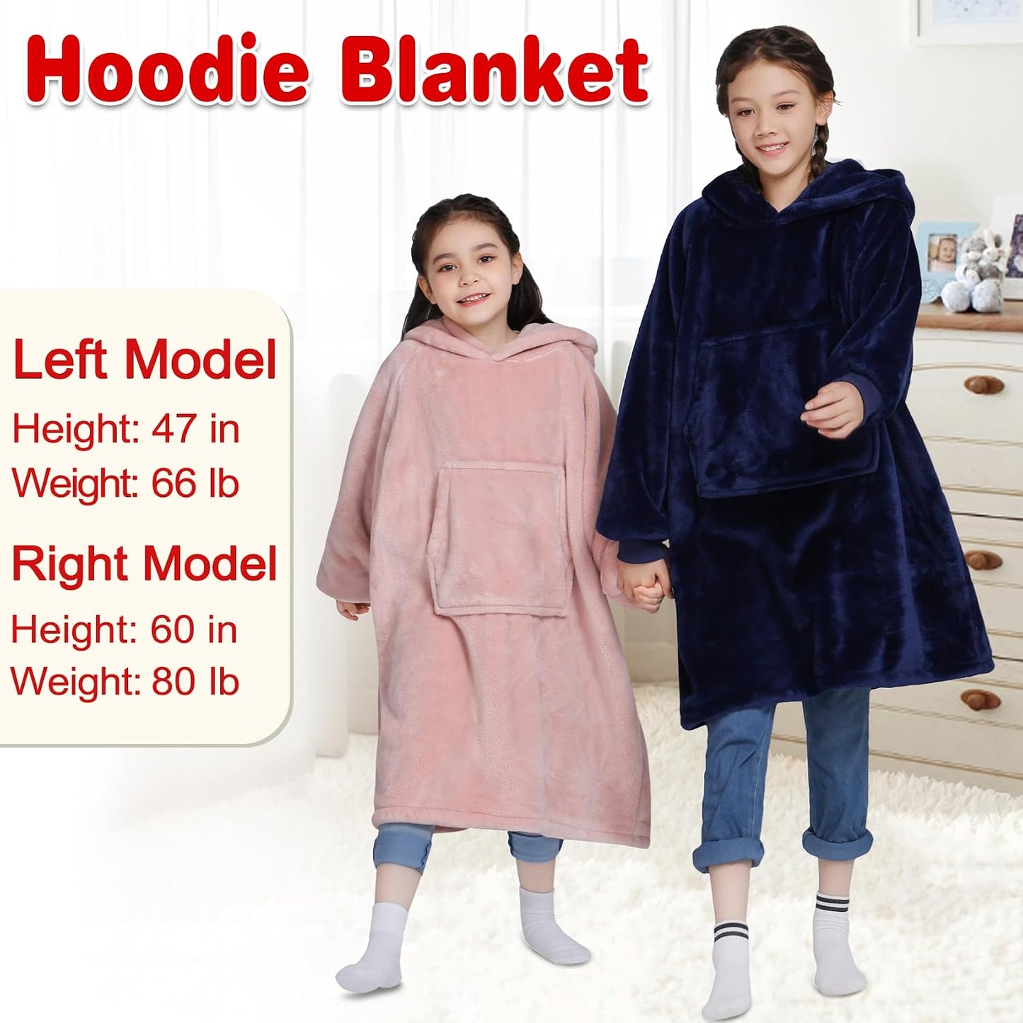 Waitu Wearable Blanket Sweatshirt Gifts for Women and Men, Warm and Cozy Giant Blanket Hoodie, Thick Flannel Blanket with Sleeves and Giant Pocket - Dark Gray