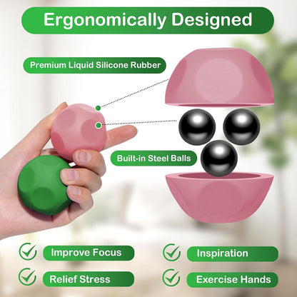 Sensory Stress Balls - Fidget Toys for Adults & Teen, Silicone Polyhedron Hand Therapy Ball with Beads Inside Relief Stress Squeeze Toy for Autism & ADHD, Office Desk Toy