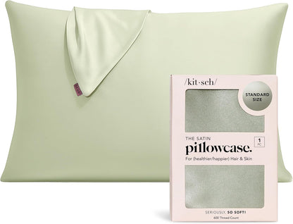 Kitsch Satin Pillowcase with Zipper for Hair & Skin - Softer Than Silk Pillow Cases, Smooth Cooling Satin Pillow Case, Wrinkle-Free, Machine Washable - Pillow Cases Standard Size (19x26) - Blush