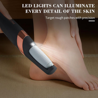 Foot Callus Remover, Electric Callus Remover for Feet with Dual Roller Heads, 2 Speeds & LED Light, 3× Faster Than Manual, 90-Min Runtime, Pedicure Tools for Feet, Foot File for Home Use