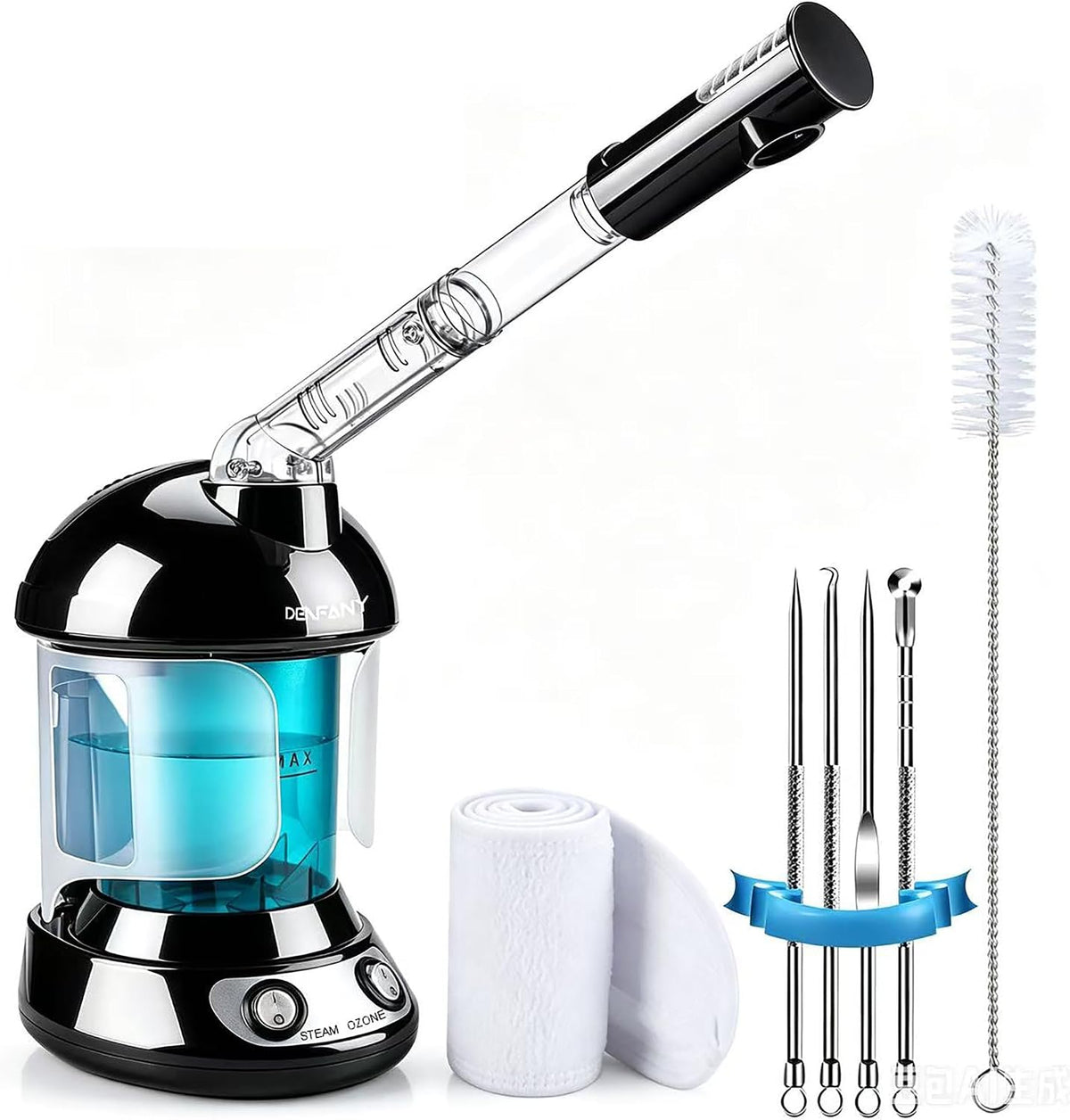 DENFANY Facial Steamer with Ozone Extendable 360° Arm - for Home or Salon