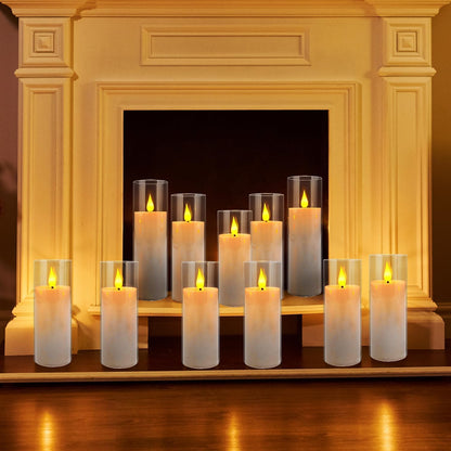YOROXRG Set of 24 Waterproof Outdoor Flameless Candles, LED Candles with 4 Remote and Timer,(H 4" 5" 6" x D 2.2"),for Halloween Wedding Festiv
