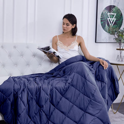 L'AGRATY Weighted Lap Pad 7lb: Small Weighted Blanket for Adults - Cooling Portable Travel Blanket for Relaxation Sleeping - Washable All-Season (29" x 24")