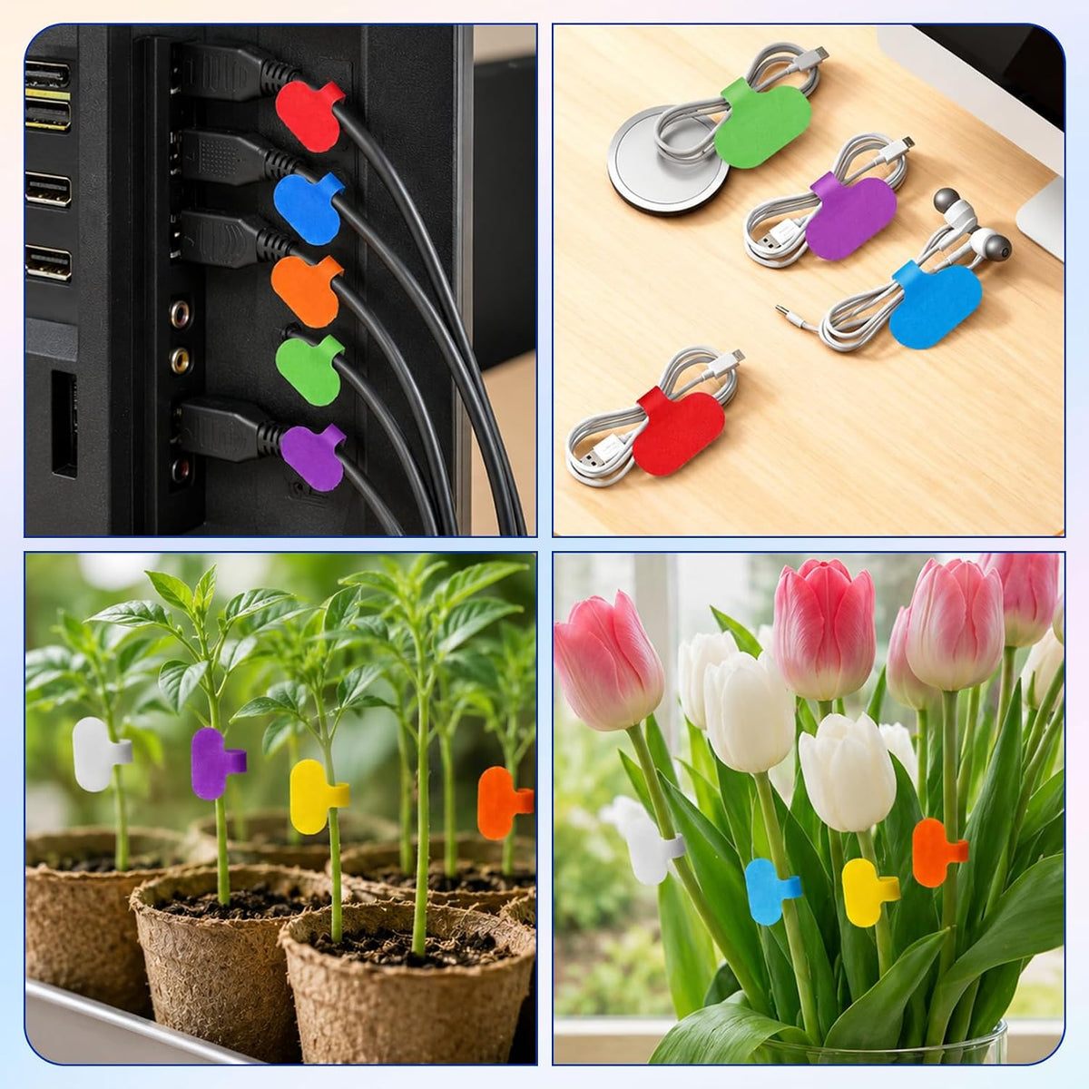 32 Pcs Cable Labels Multi-Color Write On Cord Wire Label