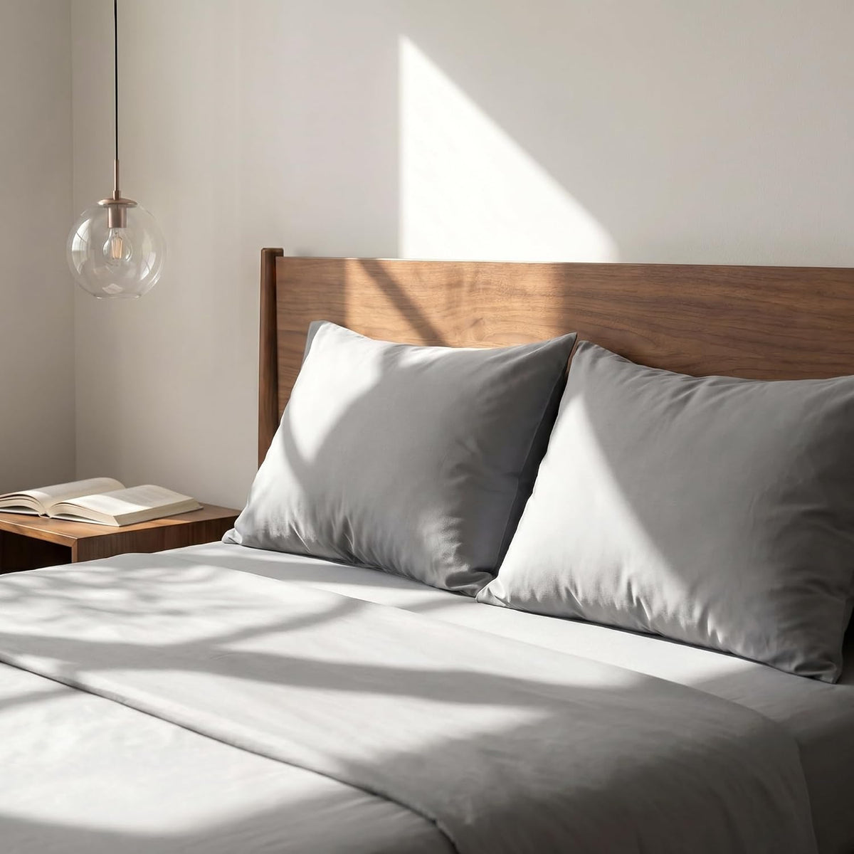 FAUNNA 100% Cotton Pillow Protectors, 600 Thread Count, Standard, 4 Pack