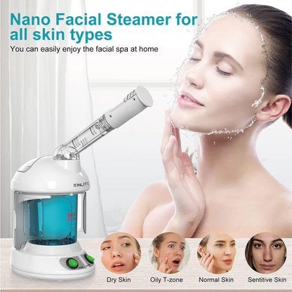 KINLITO Facial Steamer Ozone 360° Arm - Nano Ionic Warm Mist for Home Spa