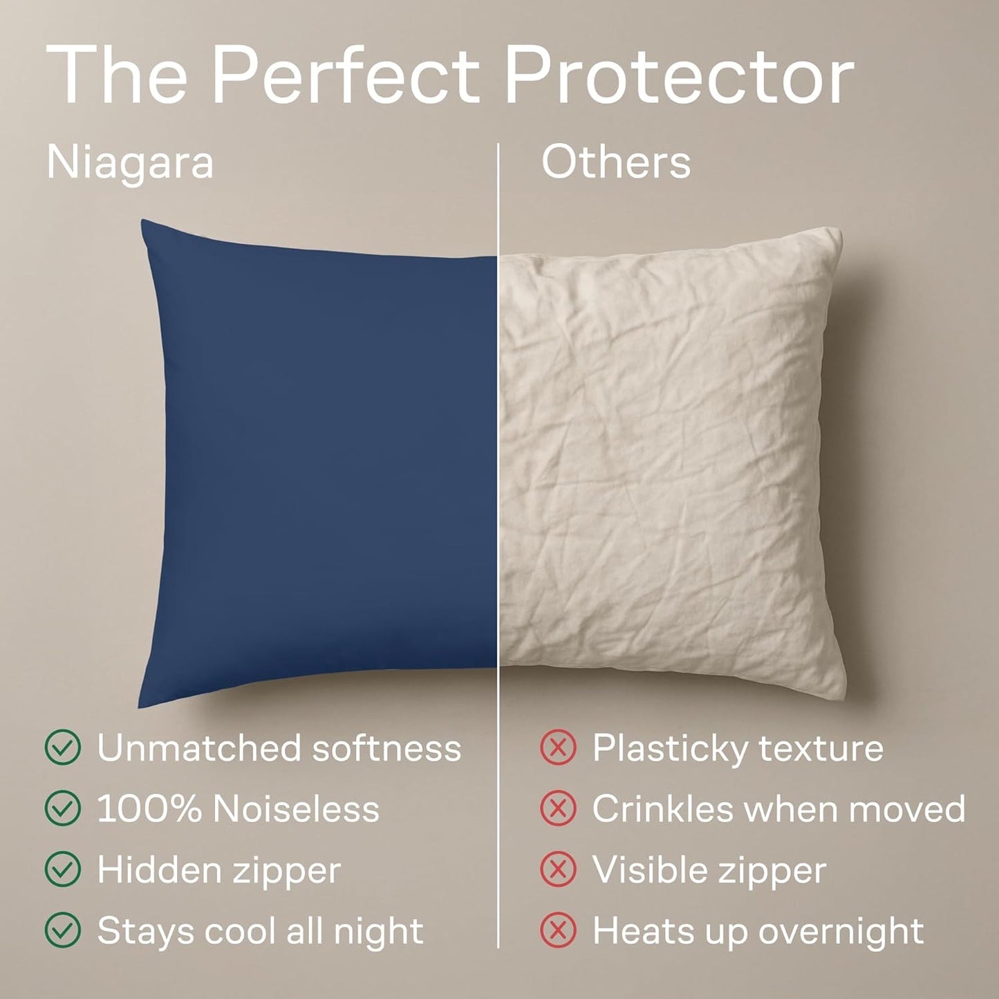 Ultra Soft Pillow Protectors with Zipper Standard Size - Set of 8 Breathable Pillow Covers - 100% Protection Against Stains, Dust & Dirt - Machine Washable (White)