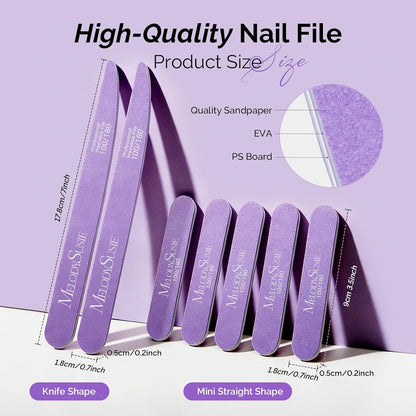MelodySusie 16Pcs Professional Nail Buffer Kit,Nail Files and Buffers,Nail Buffer Block,Nail Brush, Nail File Buffers Kit for Natural Nails,DIY,Home Use,Salon（100/180 Grit）