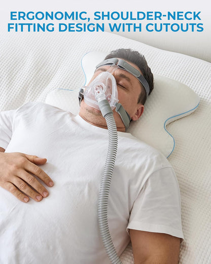 Elviros CPAP Pillow for Sleeping, HSA/FSA Ergonomic Adjustable Height Neck Support Memory Foam Bed Pillow for CPAP Users with Sleep Apnea, Suitable for Side and Back Sleepers