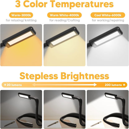 Reading Light, Rechargeable Neck Light, Stepless Dimming Book Light