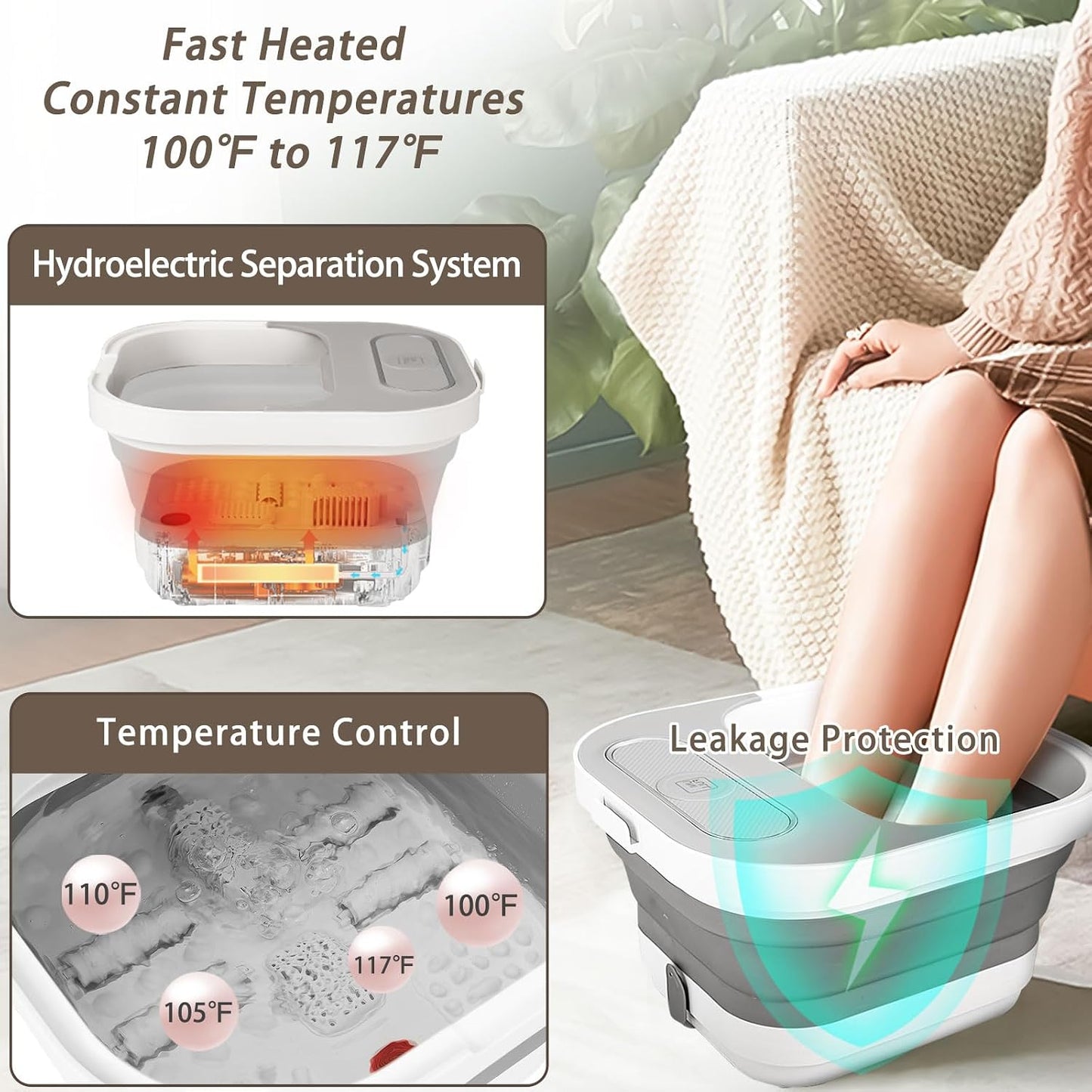 UNIFULL Collapsible Foot Spa Bath with Heat and Remote Control