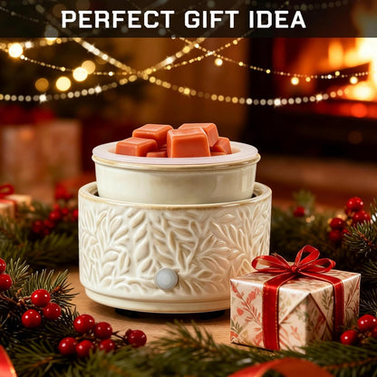 Wax Melt Warmer 3-in-1 Electric, Ceramic Wax Burner for Scented Wax & Essential Oil – Fast Heating, Flame-Free Aromatherapy for Home Office, White