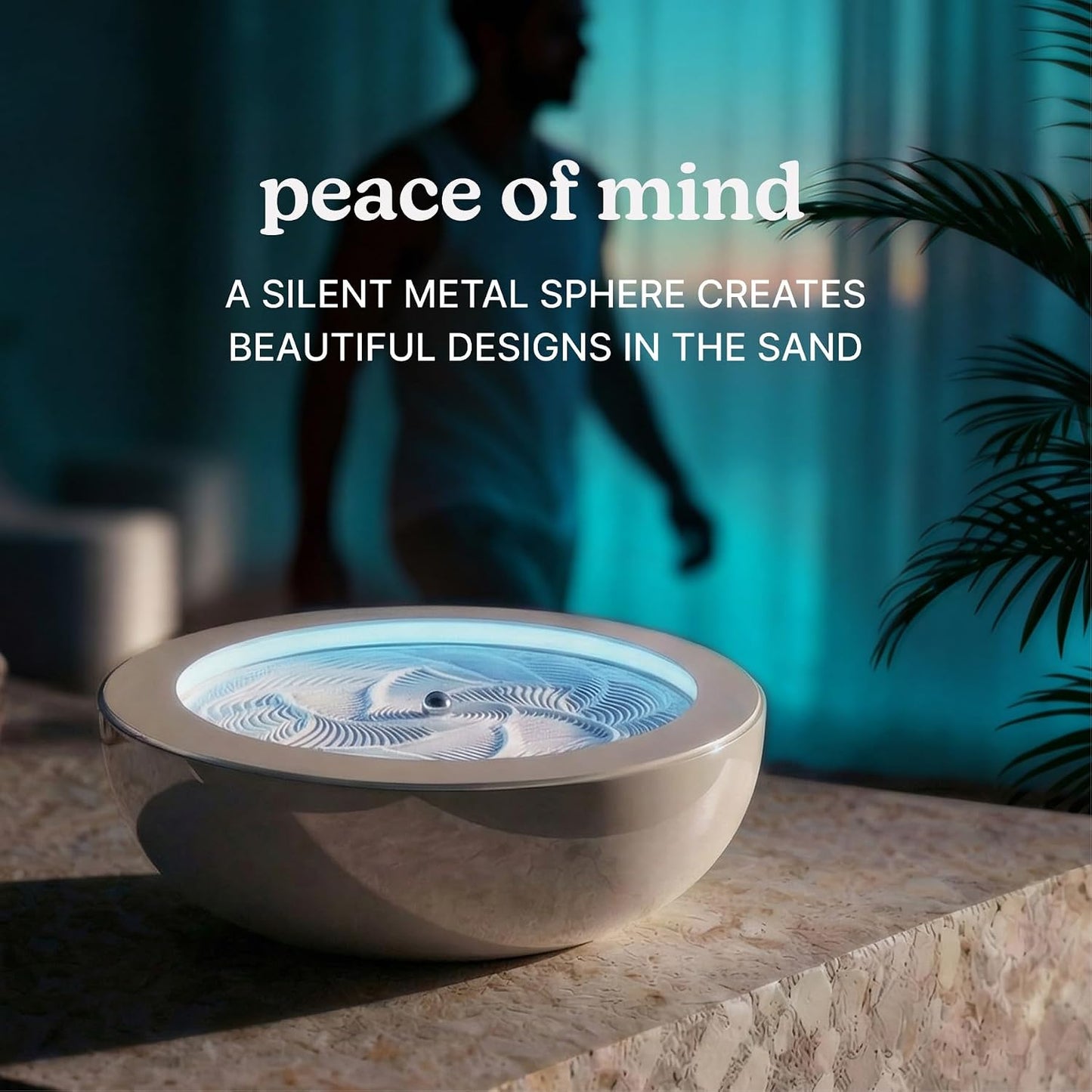 Homedics Drift 11” Sandscape – Version 2.0 with Updated Connected Experience, Smart Wi-Fi Zen Table Décor, LED Ambient Light, Modern Sand Art for Relaxation & Mindfulness, Home & Office Calm Décor