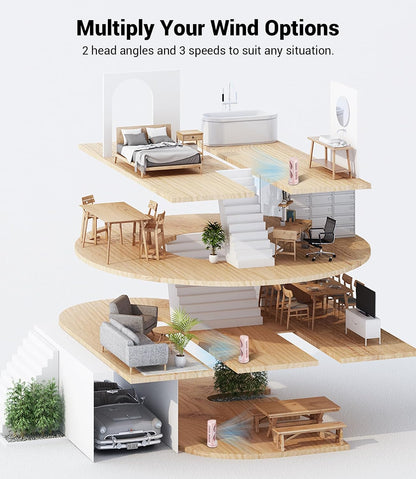 Personal Tower Cooling Fans that Blow Cold Air, Standing Small Desk Fan with 3 Speeds & Timer, 60° & 110° Oscillating Table Fan, Quiet and Safe Electric Floor Fan for Bedroom, Bedside, Home, Office