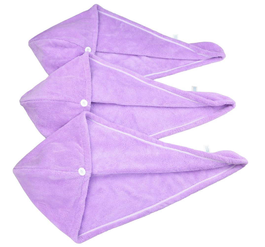 HOPESHINE Hair Towel Twist Microfiber Bamboo Fabric Women's Soft Shower Towels for CurlyHair Turban Wrap Drying Cap Great Gift for Girls 3-Pack
