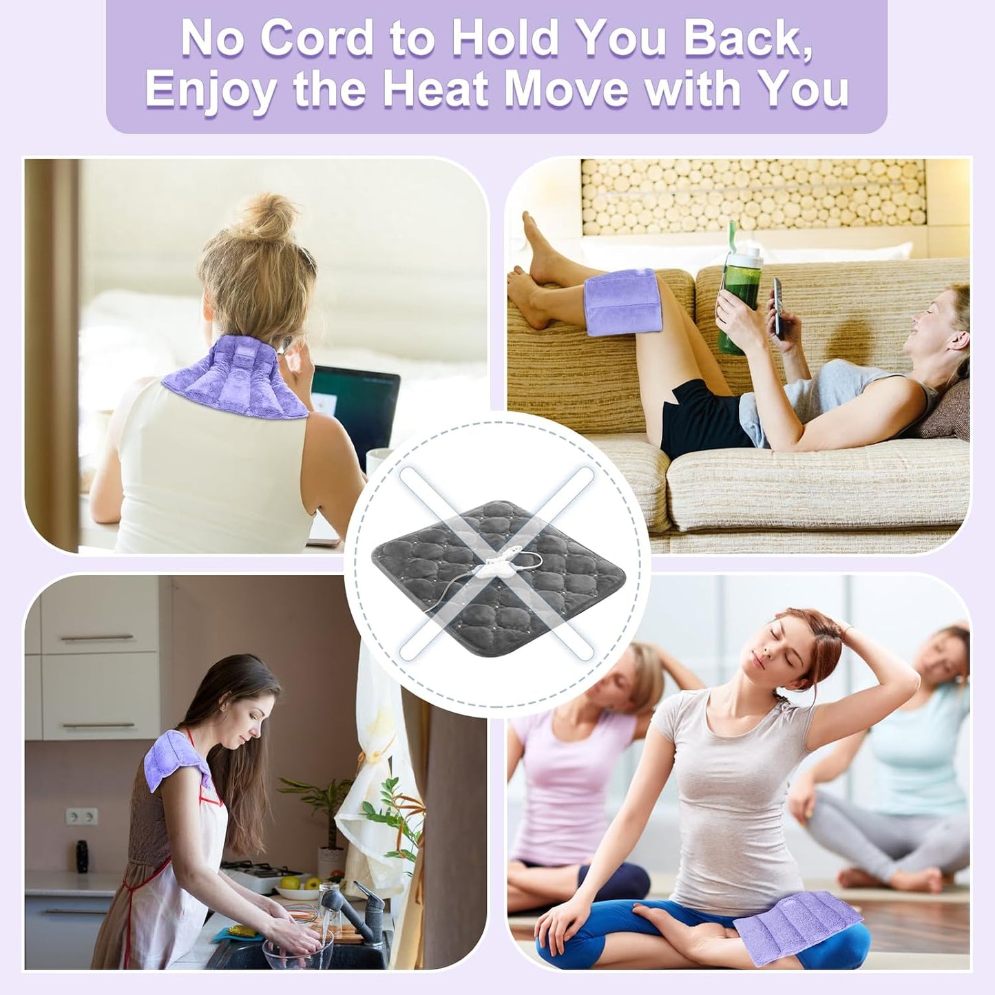 SuzziPad Heating Pad Microwavable, 6.5x12” Reusable Heat Pads for Discomfort Reduction, Moist Heated Pack, Muscle Ache, Soothing Back, Neck and Shoulder Fatigue, Warmer Hot Packs (Purple)