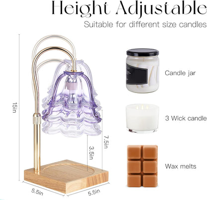 Candeldo Candle Warmer Lamp with Timer: Flower Gold Candle Lamps Height Adjustable Wax Melt House Warming Gifts New Home Decor Mothers Day Birthday Gift for Women Mom