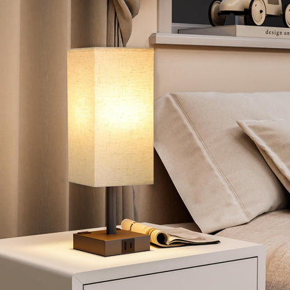 Touch Bedside Table Lamp for Bedroom - Dimmable, USB C+A, 2 AC Outlets