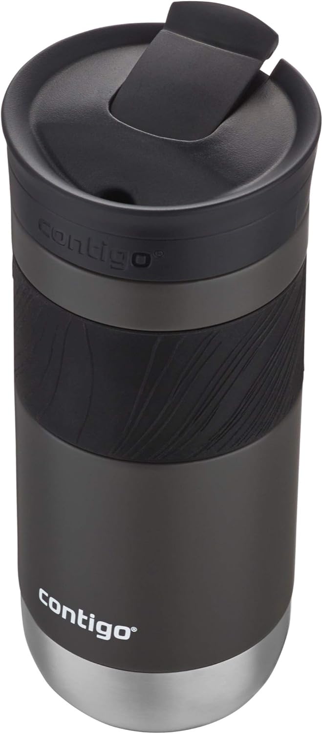 Contigo SNAPSEAL Insulated Stainless Steel Travel Mug with Grip 20oz. Blue Corn Transparent Satin & Midnight Berry