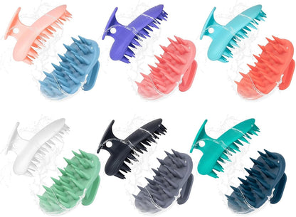 2pcs Shampoo Brush Hair Scalp Massager,100% Silicone Scalp Scrubber,Scalp Exfoliator for Stress Relax Hair Growth(Blue+Orange)