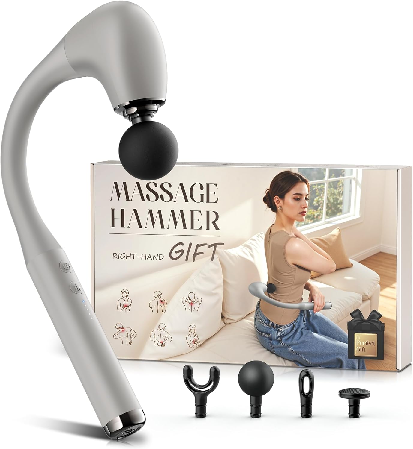 FVZ Massage Gun with Upgraded Extension Handle, Portable 10MM Massage Gun Deep Tissue, Back Massager, Muscles/Neck/Shoulders/Waist/Legs Massager, Gifts for Men